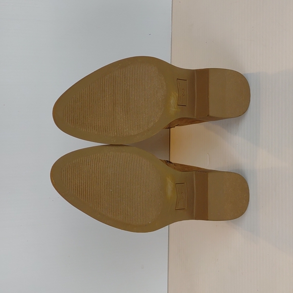 Sun + Stone Saandis Tan Slender Buckle Straps Block Heel Inner Ankle Zip Booties - Picture 11 of 15